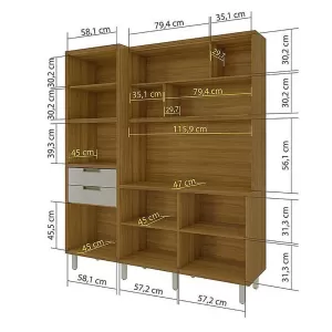 Armário de Cozinha Loft Imperatriz 6 Portas 2 Gavetas Nesher