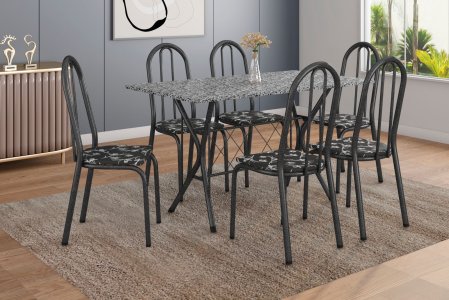 MESA 6 CADEIRAS QUALITY ROMA GRANITO 1,50