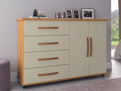 CÔMODA PRIMUS BALI 4 GAVETAS 2 PORTAS