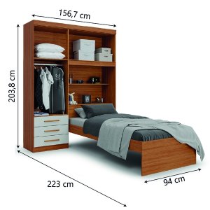 ROUPEIRO BATROL ADVANTAGE 4 PORTAS 3 GAVETAS CAMA/BAÚ 160LX223CX205A NF