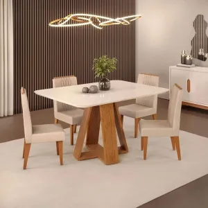 CONJ DJ MESA CELESTE 120X90  4 CADEIRAS