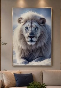 QUADRO LEÃO BRANCO IMPRESSÃO NO VIDRO